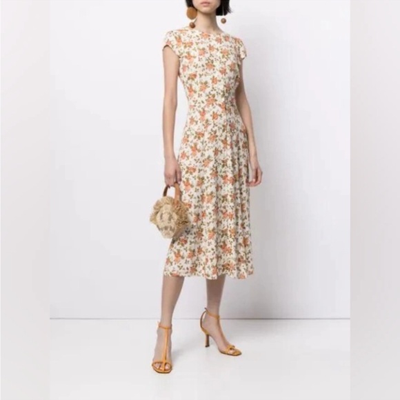 Reformation Fauna Floral-print Crepe Midi Dress In White Size 8 $228 - Picture 2 of 9